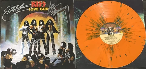 KISS Signed Album Gene Simmons Autographed Colored Vinyl Paul Stanley Ace Peter Cover
