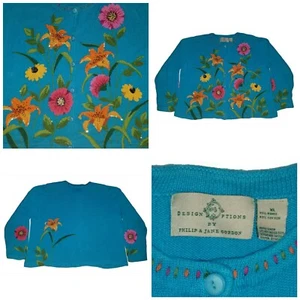 Design Options Phillip & Jane Gordon Flowers XL Sweater Cardigan - Picture 1 of 5