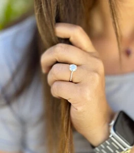 14K ROSE GOLD ROUND CUT MOISSANITE AND NATURAL DIAMONDS ENGAGEMENT RING 2.70CTW - Picture 1 of 16