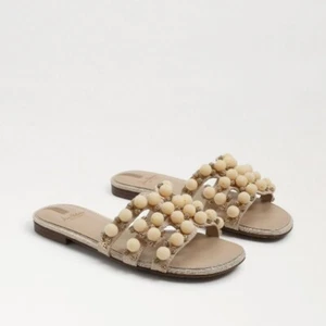 Sam Edelman The Bay Embellished Slide Sandals In Summer Sand UK Size 6 BNIB - Picture 1 of 6