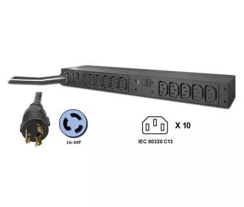 APC Basic Rack 10-Outlets 4.99 kVA PDU - 10 - 4.99kVA - 1U Horizontal Rackmount - Image 1 of 1