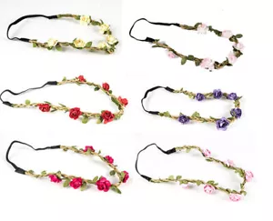 Haarband Blumen Haarreif geflochten Rosen Trachten Stirnband Boheme Wiesn Blüten - Bild 1 von 8
