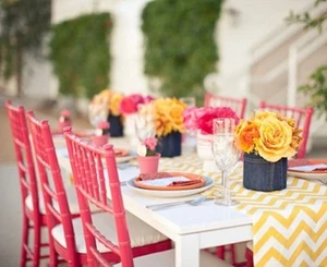 Table Runner Chevron Polyester 14x108" By Broward Linens (Variety Of Colors) - Picture 1 of 10