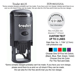 Custom text up to 2 Lines Date Round Self-Inking Rubber Stamp Trodat 46125 - Picture 1 of 6
