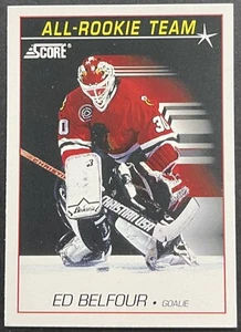 1991 Score #378 Ed Belfour All Rookie Team Chicago Blackhawks Hockey Card - Picture 1 of 2