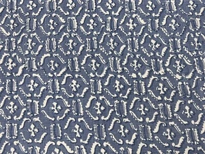 Raoul Textiles Ornamental Printed Linen Fabric- Remy / Delft Blue 2.20 yds - Picture 1 of 2