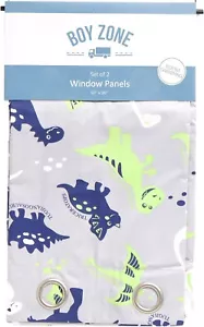 Boy Zone Dinosaur Window Panels Curtains Drapes 96" x 50" Kids Bedroom - Picture 1 of 3