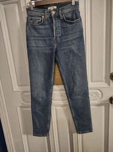 Redone High Rise Button Fly Slim Ankle Jeans Denim Pants Blue Size Size 24 - Picture 1 of 9