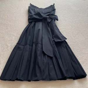 Prada Pleated Ribbon Long Dress Size 38 Dark Navy Used JAPAN - Picture 1 of 10