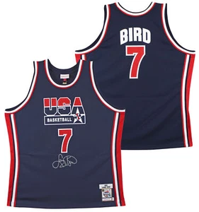 Larry Bird Authentic Signed Team USA Navy Blue M&N Authentic Jersey BAS - Picture 1 of 6