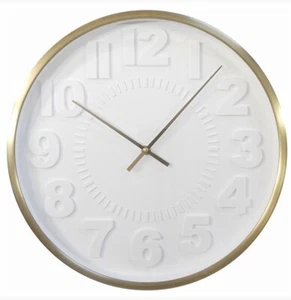 Project 62 erhöhte Zahl 16" Wanduhr weißes Zifferblatt & Messingrahmen - Bild 1 von 5