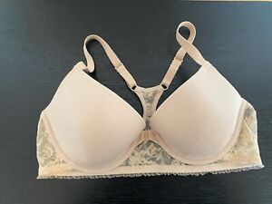 DKNY Gorgeous Nude racer back bra with stretch lace, Front Fastening 36 D VGC