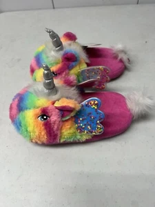 Pantofole unicorno Wonder Nation arcobaleno multicolore bambina taglia 7/8 usate in ottime condizioni - Foto 1 di 6