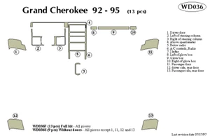 JEEP GRAND CHEROKEE 1992 1993 1994 1995 1995 KIT DE AJUSTE TABLERO F - Imagen 1 de 1