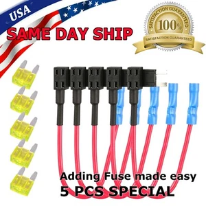 5Pcs Fuse TAP ADAPTER KIT 12V 20 Amp Car Add-a-circuit Mini ATM APM Blade Fuse - Picture 1 of 10