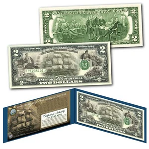 CONFEDERATE SHIPS Banknote of The American Civil War Legal Tender on New $2 Bill - Picture 1 of 1