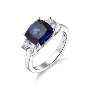 2.40Ct Cushion Natural Sapphire Diamond Wedding Ring 950 Platinum Size 6 7 8 - Picture 1 of 8