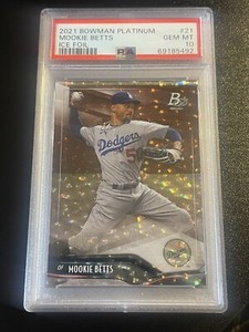 2021 Bowman Platinum #21 Mookie Betts Ice Foil PSA 10 POP 1 J