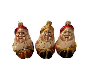 Charming Handblown Glass Ornaments | Set of 3 Wisemen Wearing Glasses - Picture 1 of 5