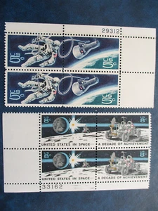 SPACE SE-TENANTS  #1331-1332 & 1434-1435 Plate blocks 4 - Picture 1 of 1