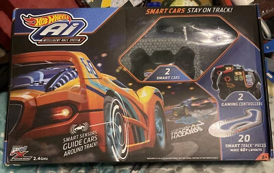 HOT WHEELS Ai SMART CARS - Intelligent Race System 2 Cars & Controllers Euc - Image 1 of 4