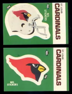 1986 Fleer Action ST LOUIS CARDINALS Helm & Logo Sticker Set - Bild 1 von 1