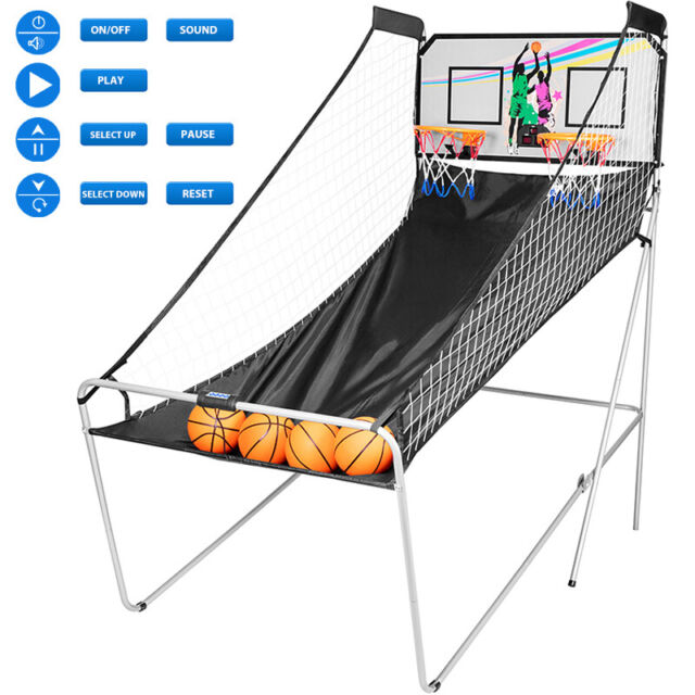 SereneLife Dual Hoop Basketball Shootout Indoor Home Arcade Room Game with  Electronic LED Digital Double Basket Ball Shot Scoreboard & Play Timer