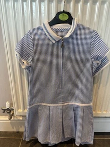 2 NEW 🌟Blue/white School Summer Dresses Age 4-5 - Imagen 1 de 5