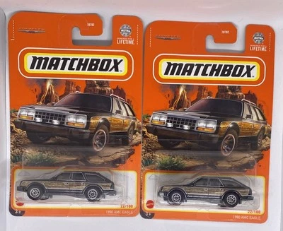 Matchbox 2024 Mainline 1980 AMC Eagle BBHVL27 Lot Of 2 22/100 Woodgrain Panels - Image 1 of 4