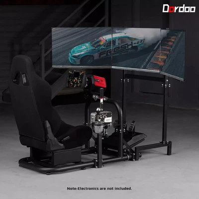 Dardoo Racing Sim Cockpit with Triple Monitor Stand & Seat For Logitech G920 G29 - Image 1 of 4