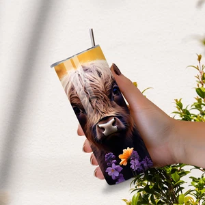 Highland Cow Wildflower Edelstahl Becher - 20oz - Bild 1 von 8