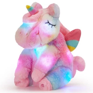 Rainbow Musical Light up Unicorn Stuffed Animal Soft Furry Plush Toy with LED... - Picture 1 of 7