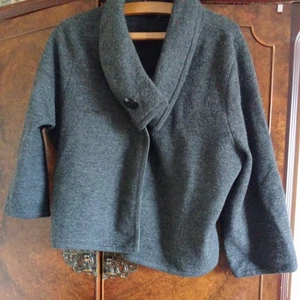 Linea Women’s 100% Merino Boiled Wool Grey Knit Jacket Size UK L - Picture 1 of 15