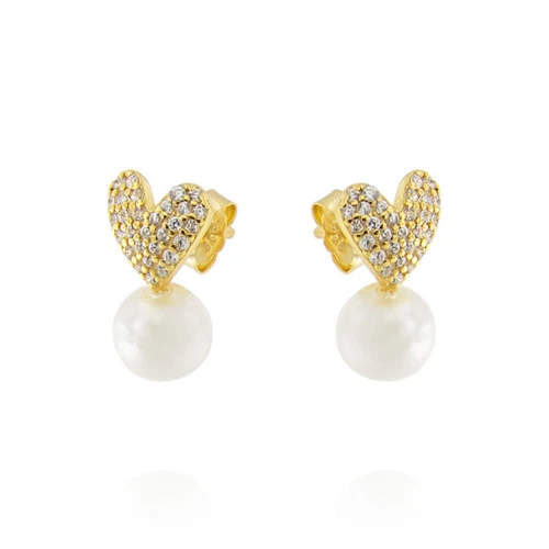 Orecchini con perle bianche e zirconi bianchi  Argento 925 Chiaruzzi Vicenza - Immagine 1 di 1