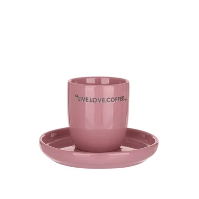 KASANOVA Tazzina caffè con piattino malva con scritta 135 ml viola