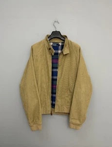 Vintage Men's Polo Ralph Lauren Corduroy Jacket Bomber Full Zip Beige Size L - Picture 1 of 12
