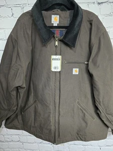 Men’s Carhartt Detroit Jacket Mens 4XL Brown Rugged Workwear Carpet Lined New - Picture 1 of 12