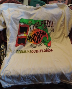 VINTAGE T-SHIRT XL HURRICANE ANDREW I HELP REBUILD SOUTH FLORIDA HARD TO FIND - Bild 1 von 2