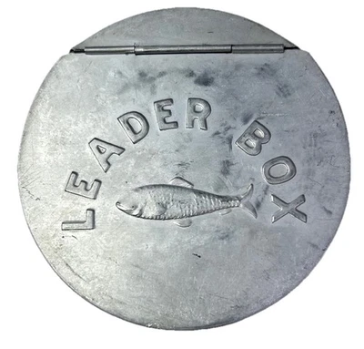 Caja líder pesca con mosca con bisagras de aluminio vintage 3c Foto 1 de 4