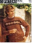 ~Vintage 1979 Patons Knitting Pattern For Men's Chunky Fair Isle Band Sweater ~