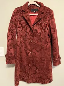 Vintage Giacca Jacquard Embroidered Jacket Red/burgandy Floral Tapestry M - Picture 1 of 9
