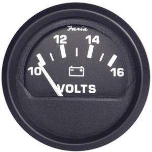Faria Euro Black 2" Voltmeter (10-16 VDC) 12821 - Picture 1 of 2