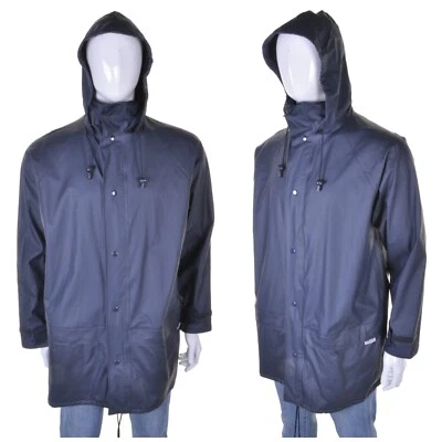 DE COLECCIÓN Azul PVC Mac L Impermeable Con Capucha Cremallera Impermeable Chaqueta Ropa de Trabajo Hombres Foto 1 de 4