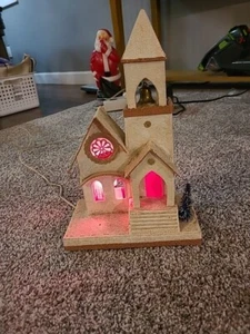 Ancienne boite à musique église de Noël en carton NESCO. ABE Maria Fonctionne - Photo 1/8