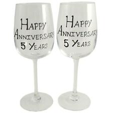 5th Wedding Anniversary Pair of Wine Glasses: (Blk/Sil) - Dreamair