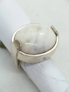 ANELLO in ARGENTO 925 con Howlite Naturale - Pietra Dura - - Picture 1 of 9