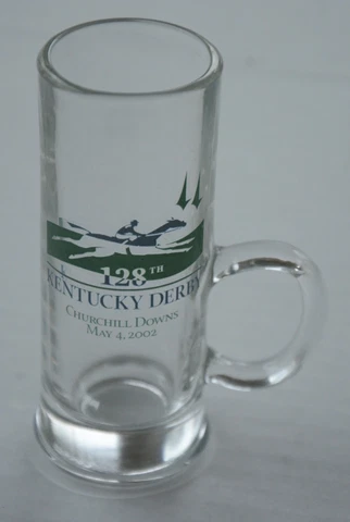 New 2002 Kentucky Derby Horse Racing Cordial Shot Glass With Handle Cover