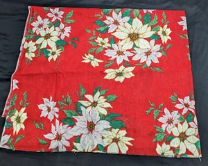 Tela navideña vintage de lino rojo de 2 yardas de pascua 45" x 74" - Imagen 1 de 3