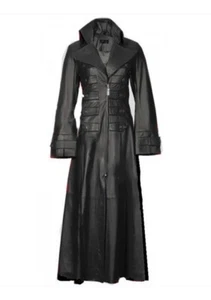 Abrigo Largo Mujer Negro y Rojo Steampunk Gótico Estilo Metrix Damas Abrigo - Imagen 1 de 10