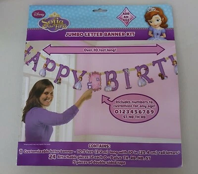 Sofia the First Disney Jr Birthday Party Jumbo Letter Banner Kit NEW Add An Age - Image 1 of 2